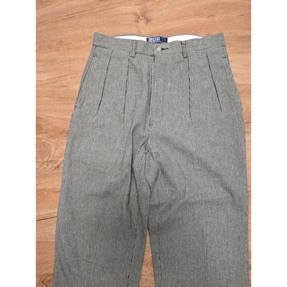 Vintage Polo Ralph Lauren Mens 31x32 Pants Checkered Pleated Gray Classic Style - Picture 4 of 16